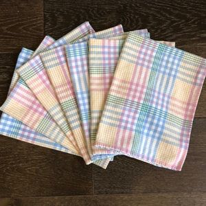 Set of 6 pastel plaid cotton dish towels